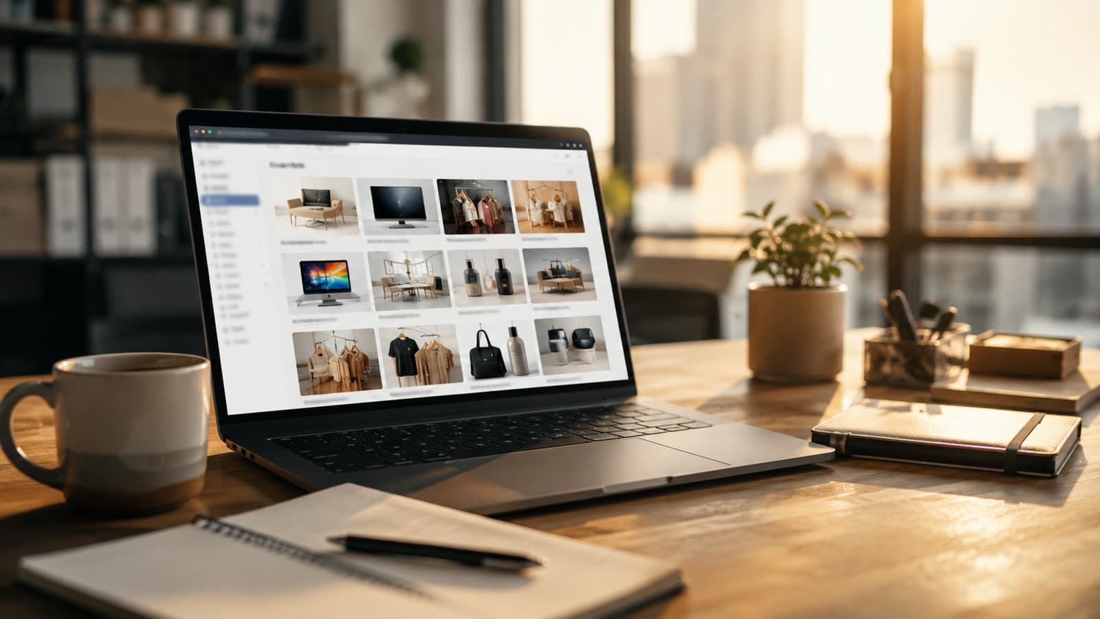 Écran d'ordinateur affichant une marketplace chinoise de commerce de gros
