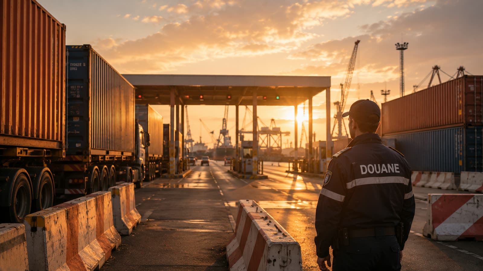 Conteneurs en zone de dédouanement dans un port français
